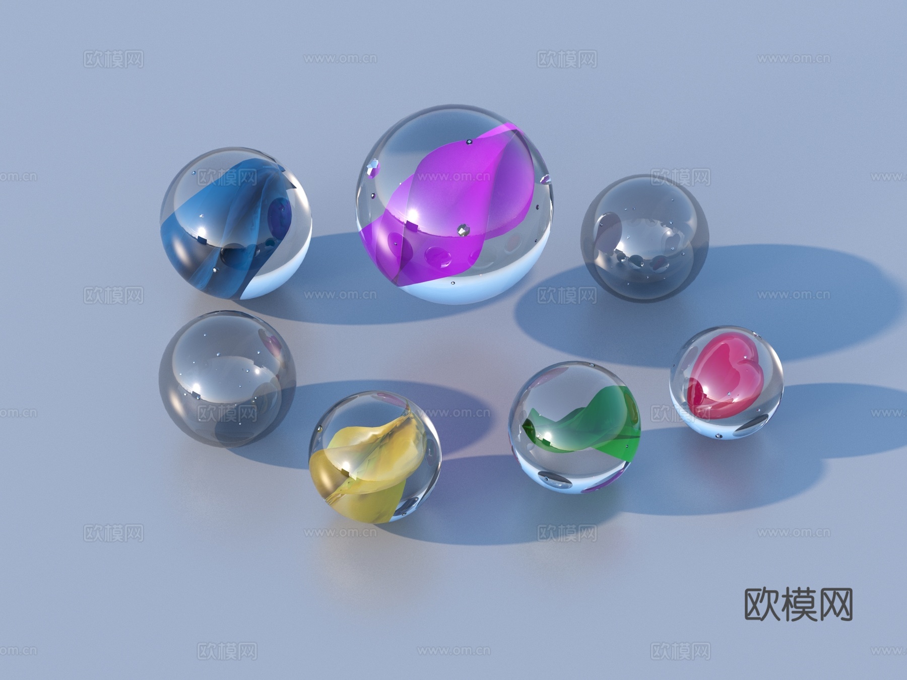 弹珠 玻璃珠 玻璃球 摆件 装饰3d模型