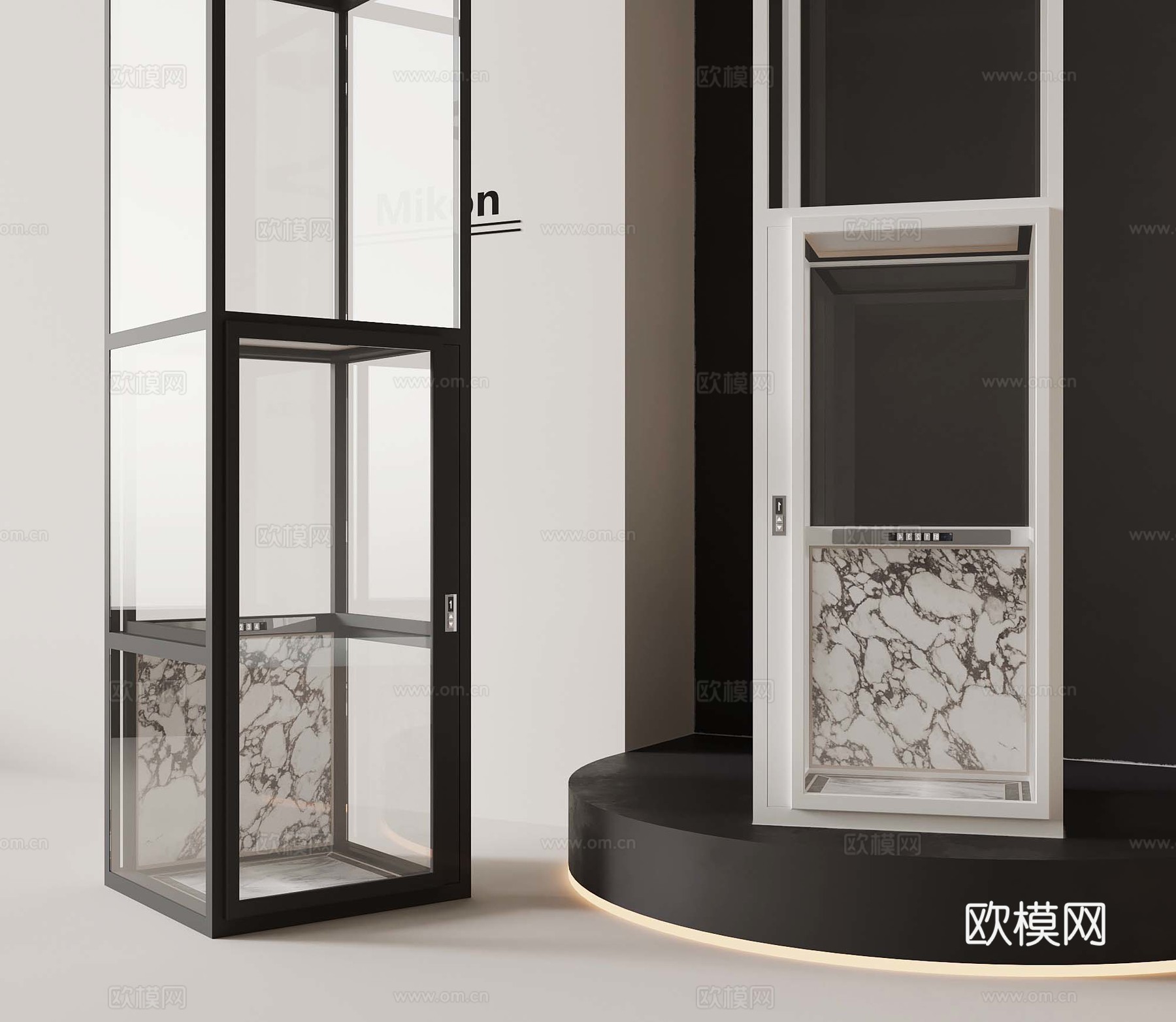 现代电梯 观光电梯 玻璃电梯3d模型