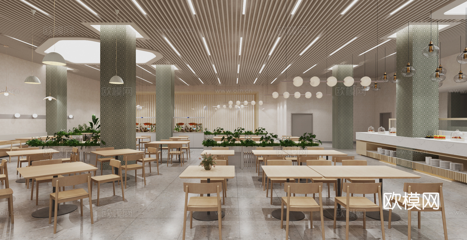 员工食堂 中西餐厅 自助餐台3d模型