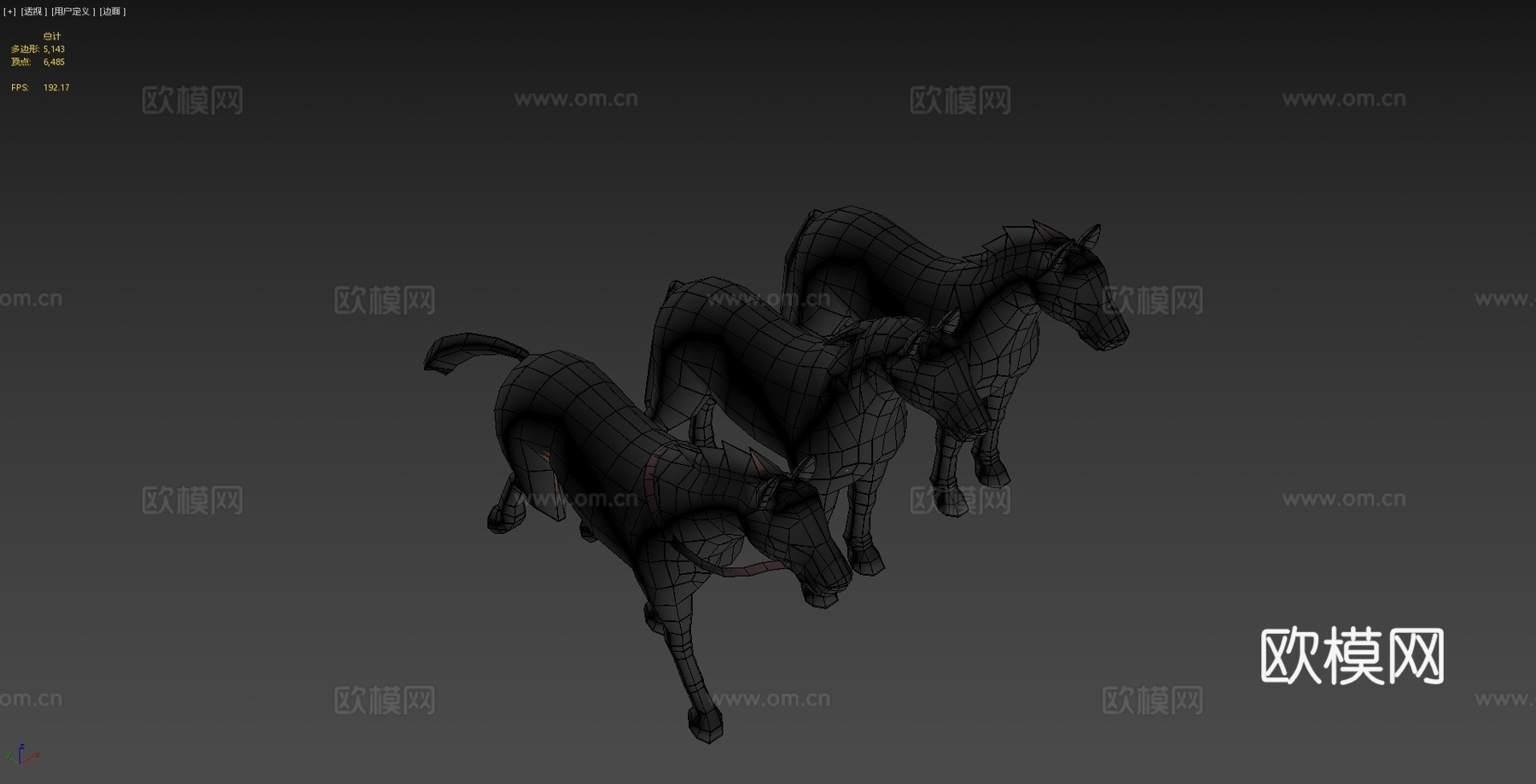 卡通动漫低多边形-马3d模型