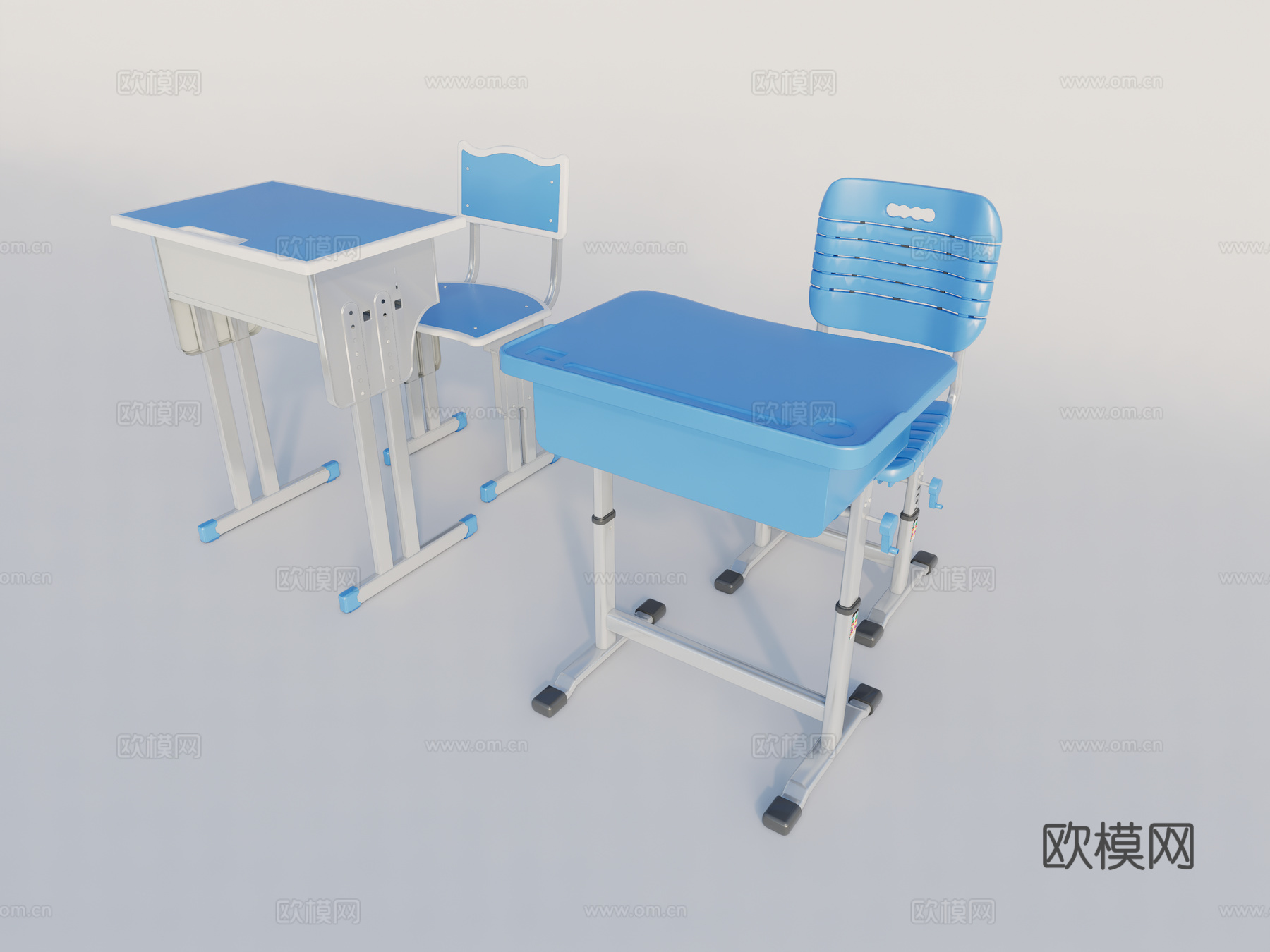 现代课桌椅 学生桌椅su模型