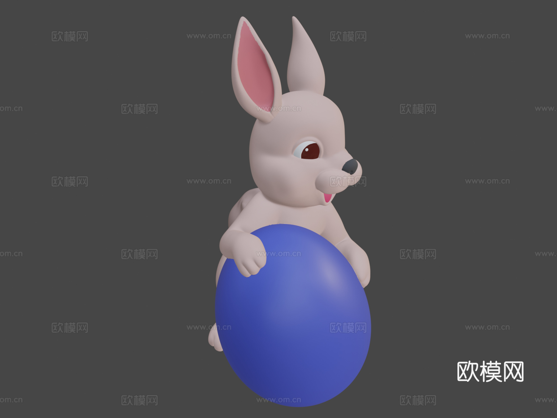 快乐复活节兔子3D版-带毛发3d模型