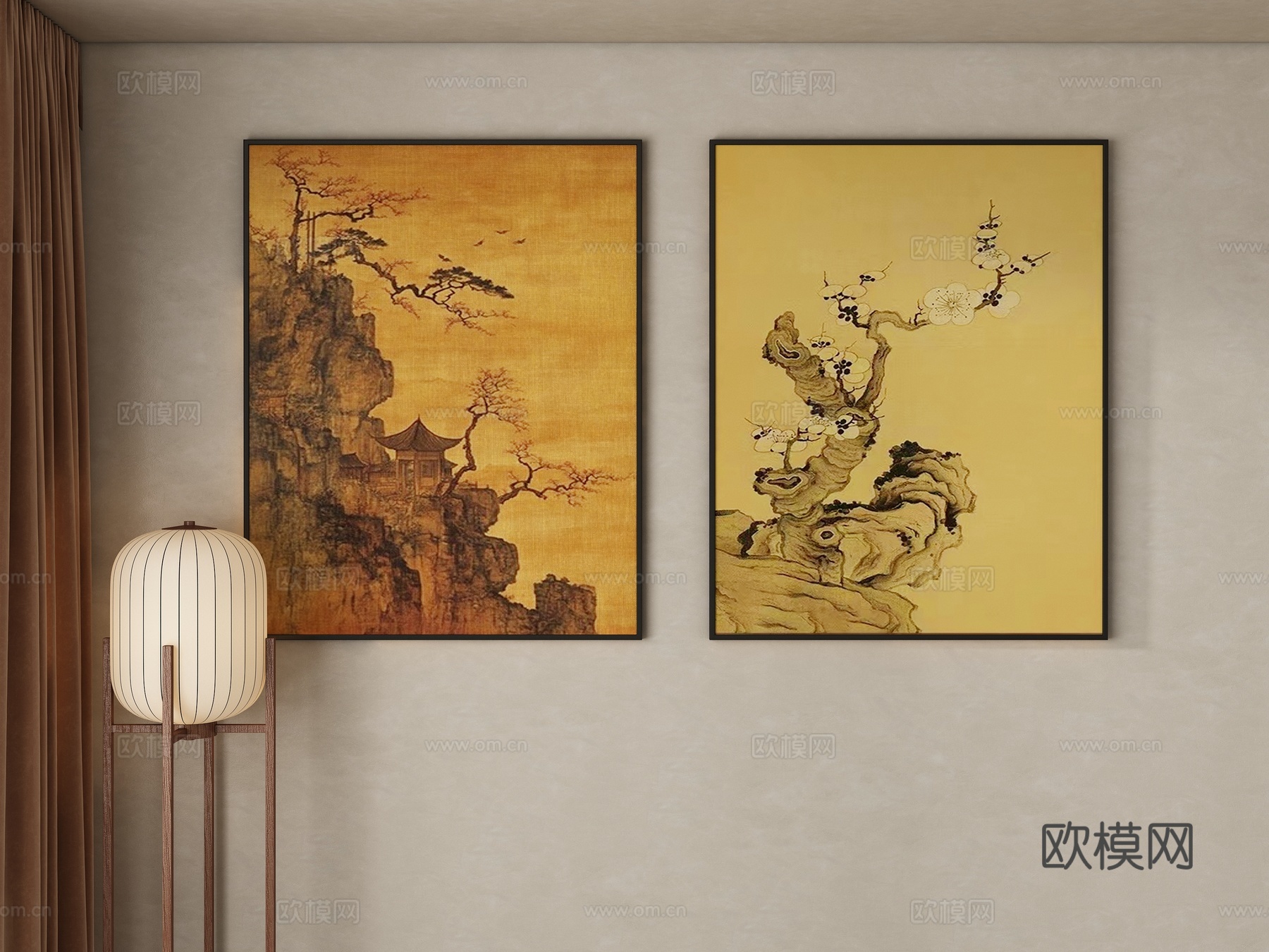 宋式新中式装饰画 挂画3d模型