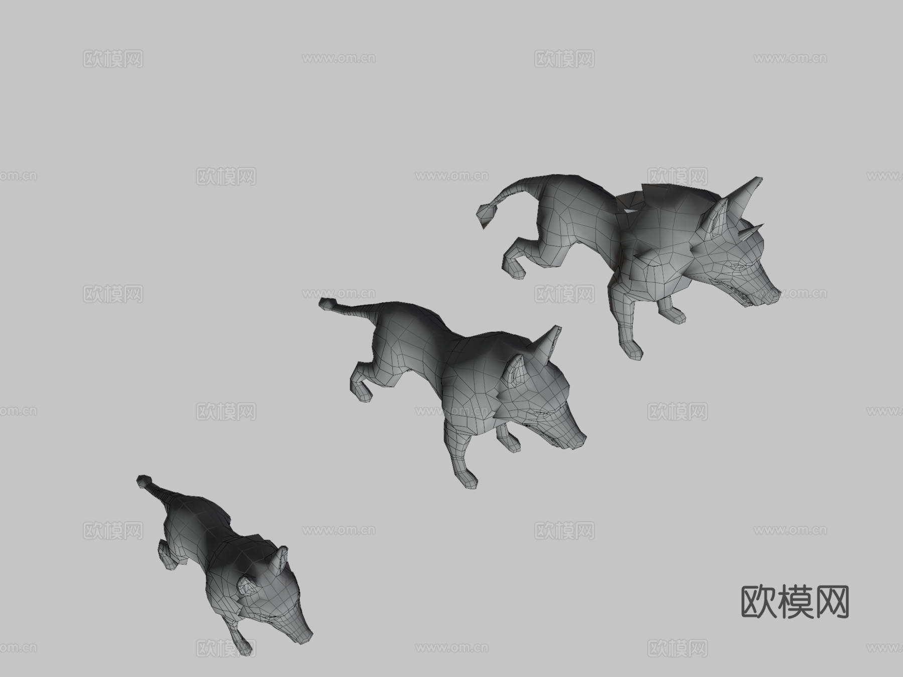 埃及狼冠军包-手绘低多边形3d模型