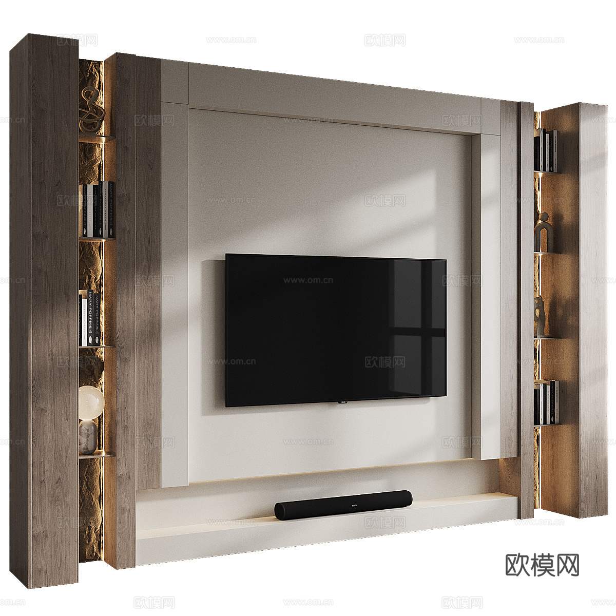 现代意式极简电视背景墙3d模型