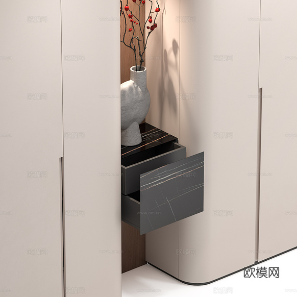 新中式玄關(guān)鞋柜3d模型下載(渲染圖3)