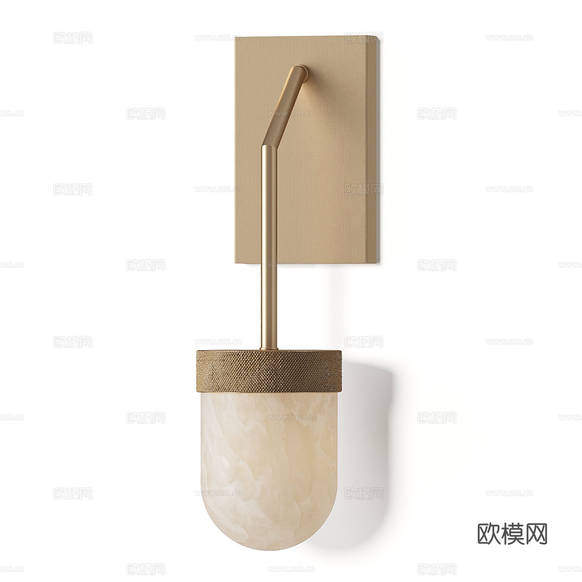 新中式轻奢透光石金属壁灯3d模型
