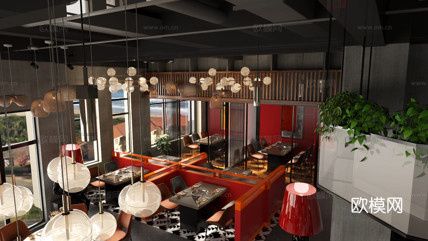 多巴胺餐厅咖啡厅 火锅店 餐饮店 餐厅饭店 酒吧  工业风3d模型3d模型
