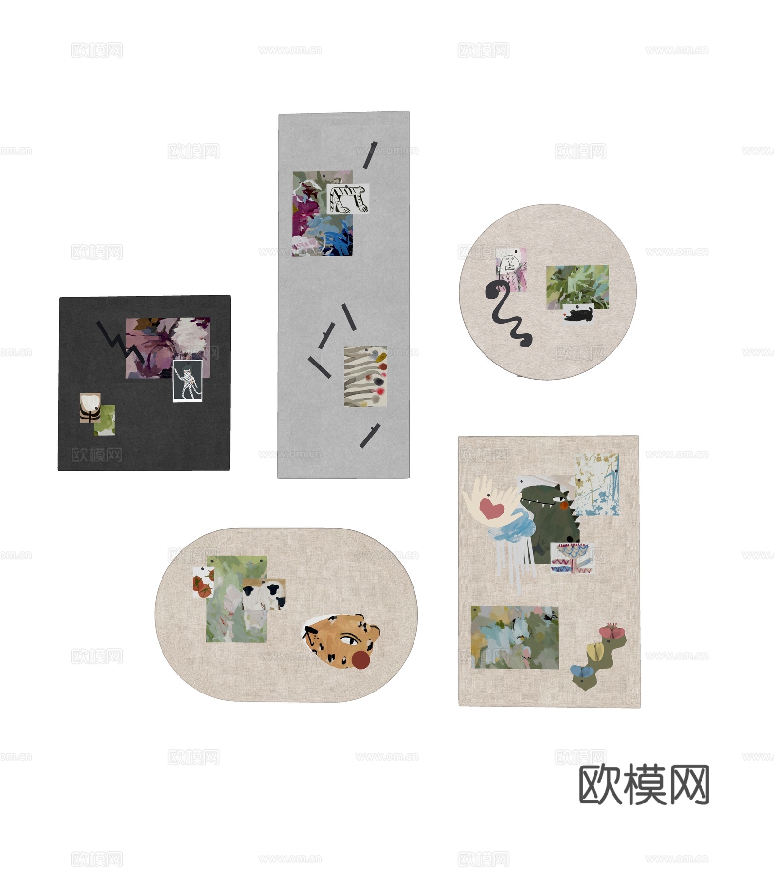 儿童贴画 手绘画板 墙饰挂件su模型