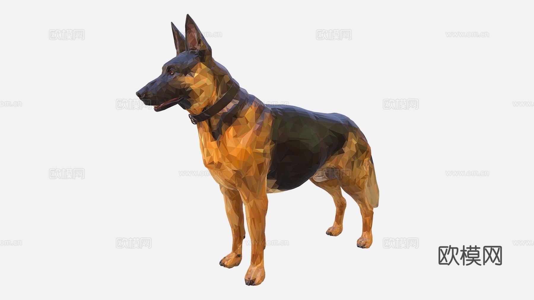 德国牧羊犬低多边形艺术狗动物3d模型