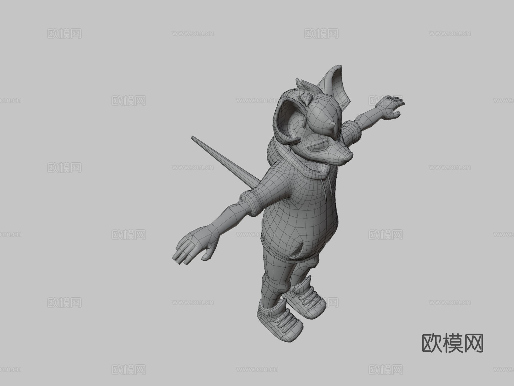 男性毛茸茸负鼠3d模型