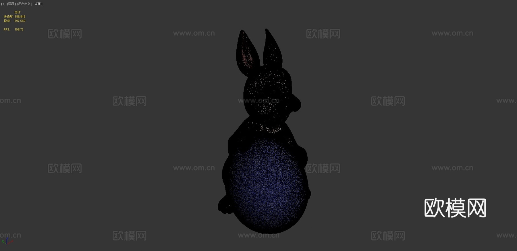 快乐复活节兔子3D版-带毛发3d模型