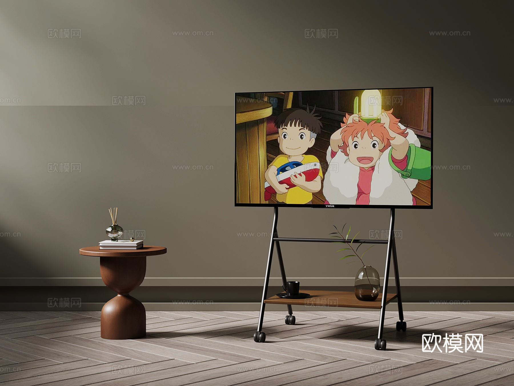 现代移动电视 支架电视 边几3d模型