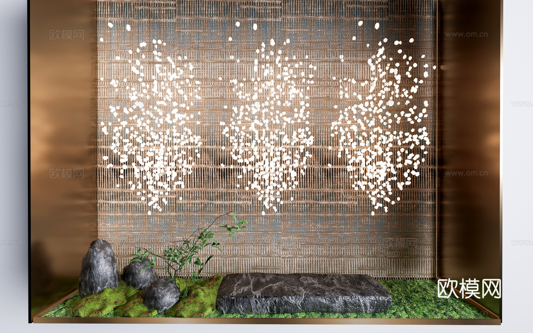 现代室内微景观 中庭景观 景观造景 植物堆su模型