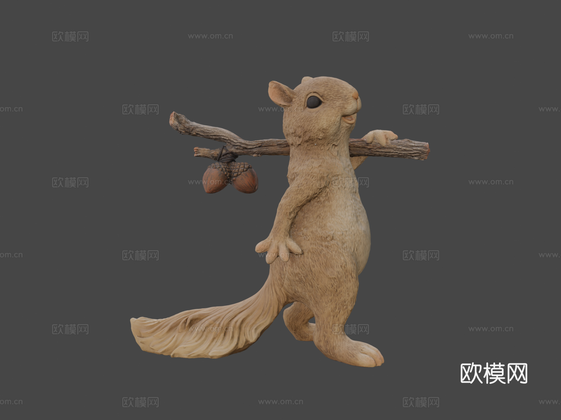 松鼠与橡果雕像-Metashape应用3d模型