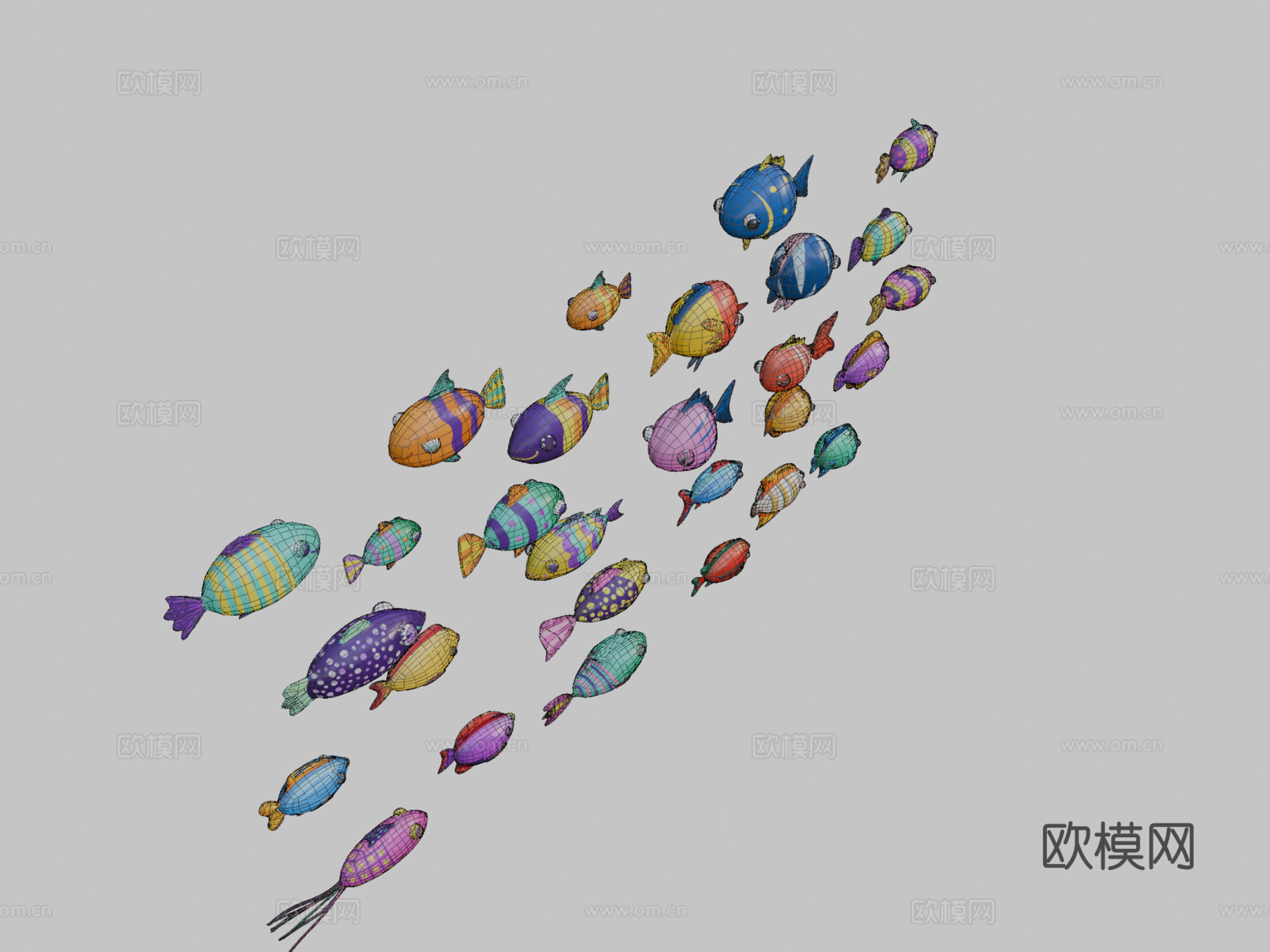 卡通鱼包23d模型