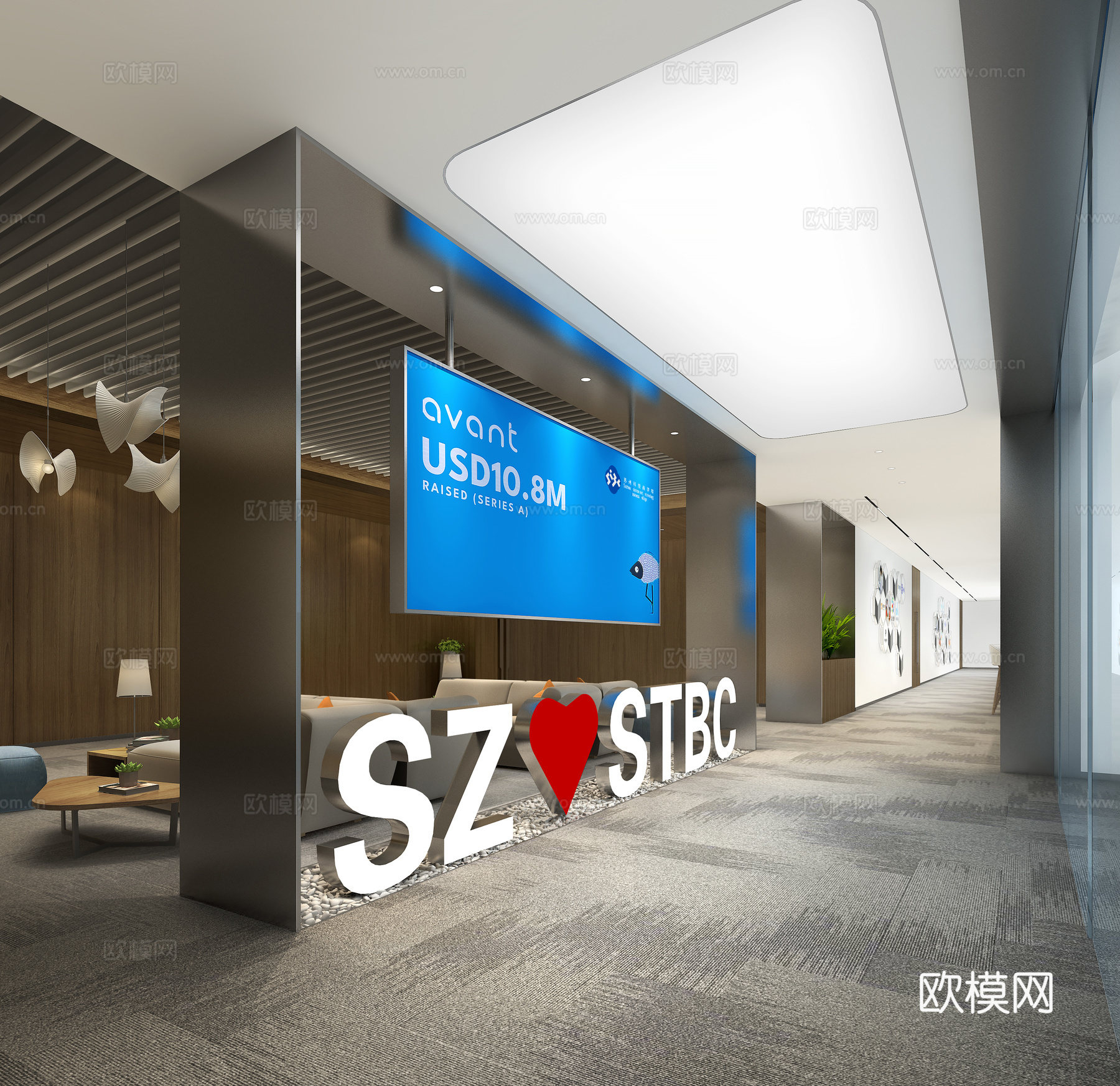 公司入口 休息区 等候区 走道3d模型