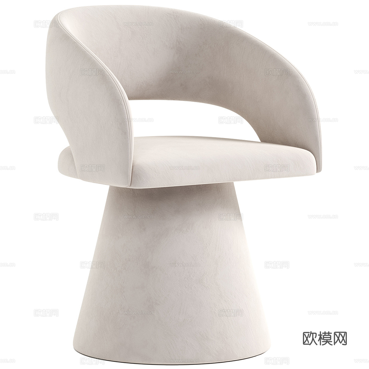 现代意式奶油风布艺椅子3d模型