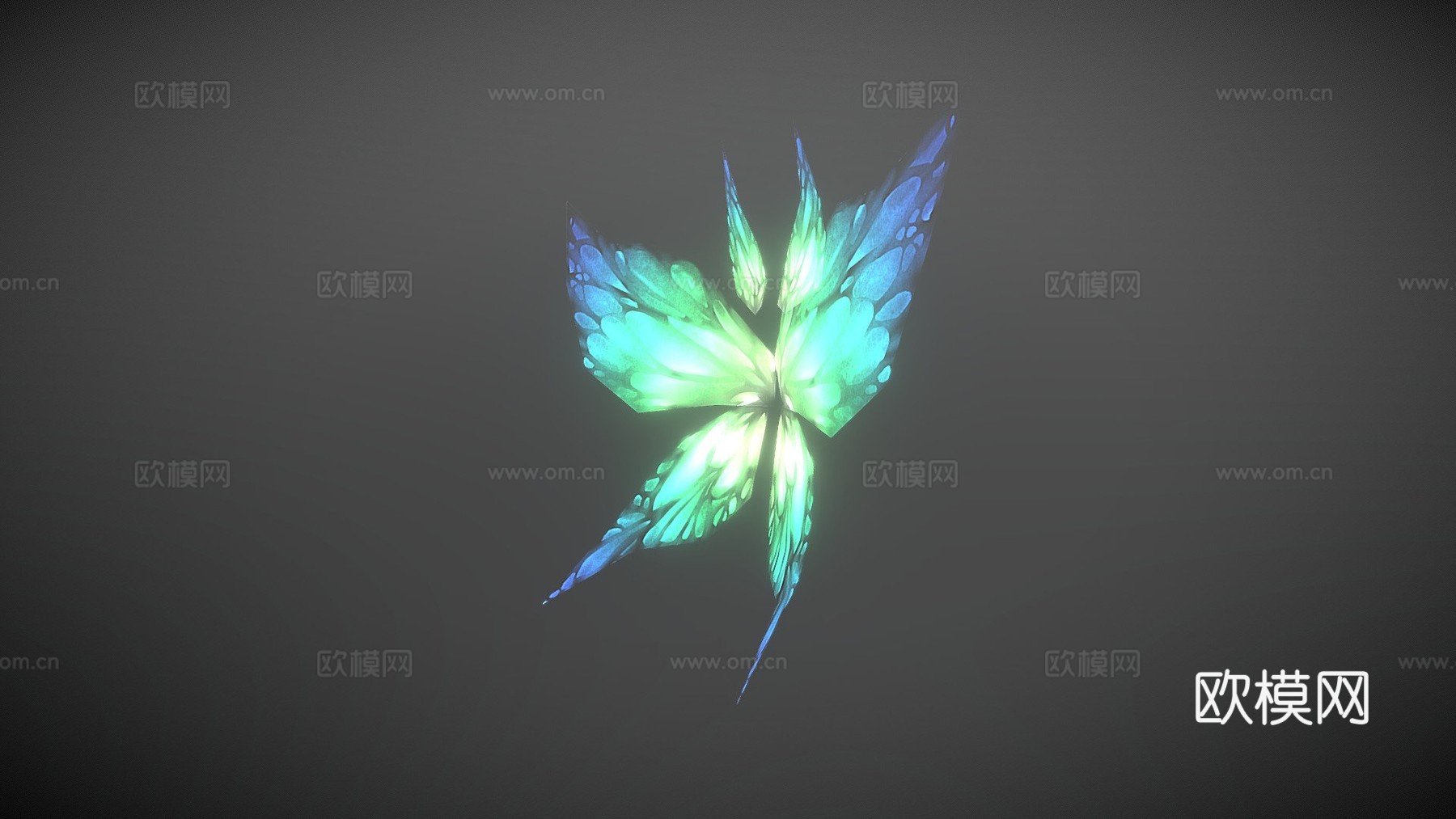 低多边形蝴蝶翅膀3d模型