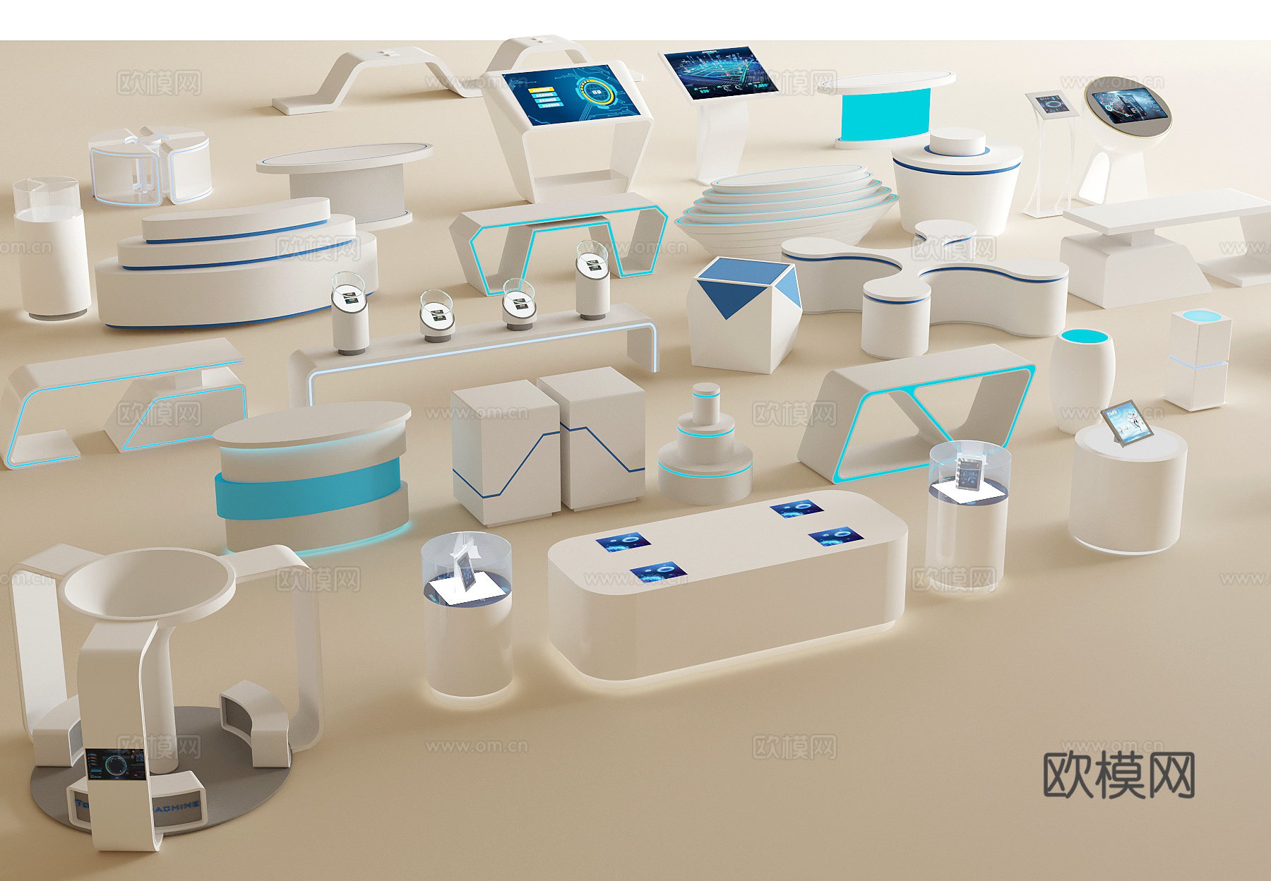 科技展厅  科技展台 操作台 工作台 科技3d模型
