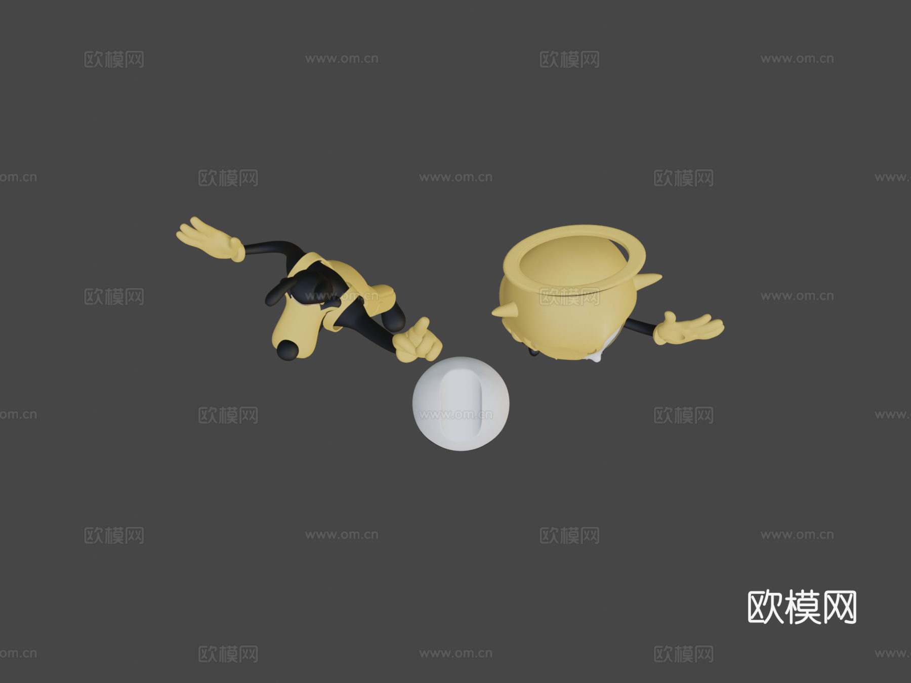 (班迪与墨水机器)-班迪与帮派模型3d模型