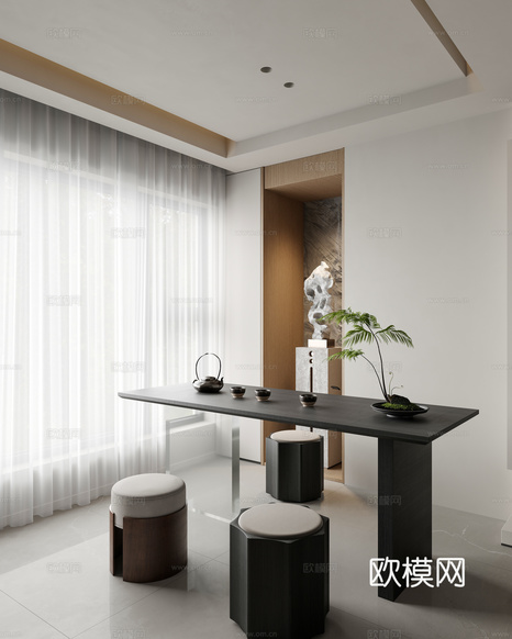 意式輕奢客餐廳3d模型下載(渲染圖2)
