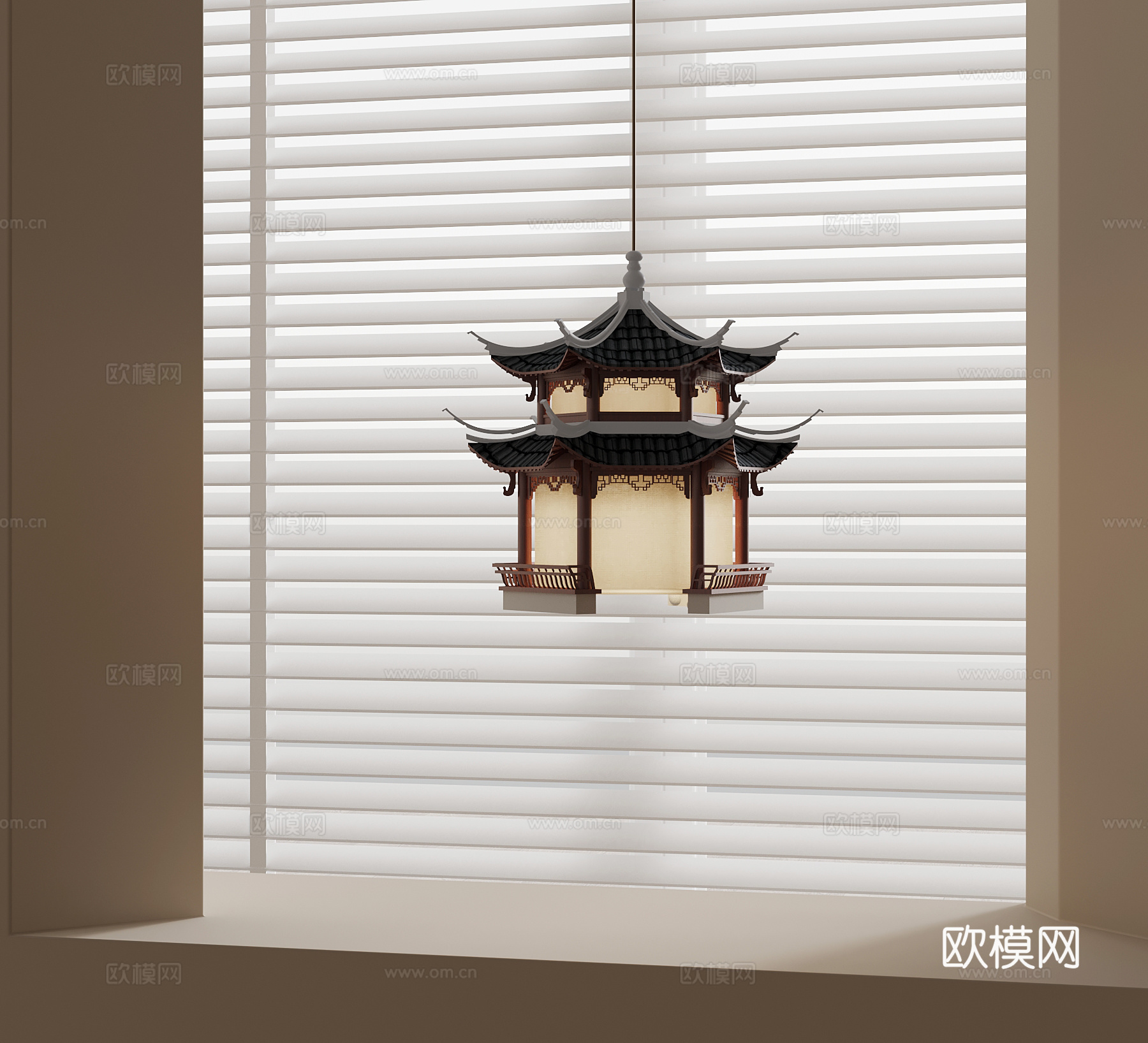 新中式吊灯 古建筑吊灯3d模型
