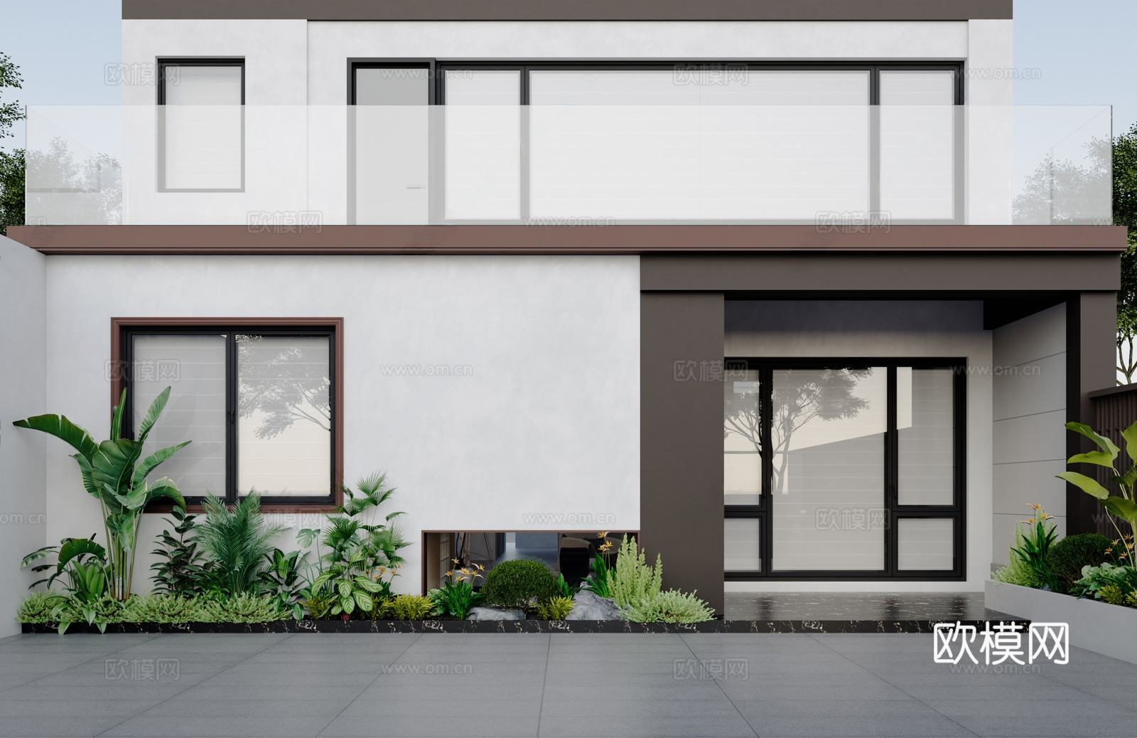 现代别墅建筑外观 通用空间 别墅外观 门头 庭院3d模型