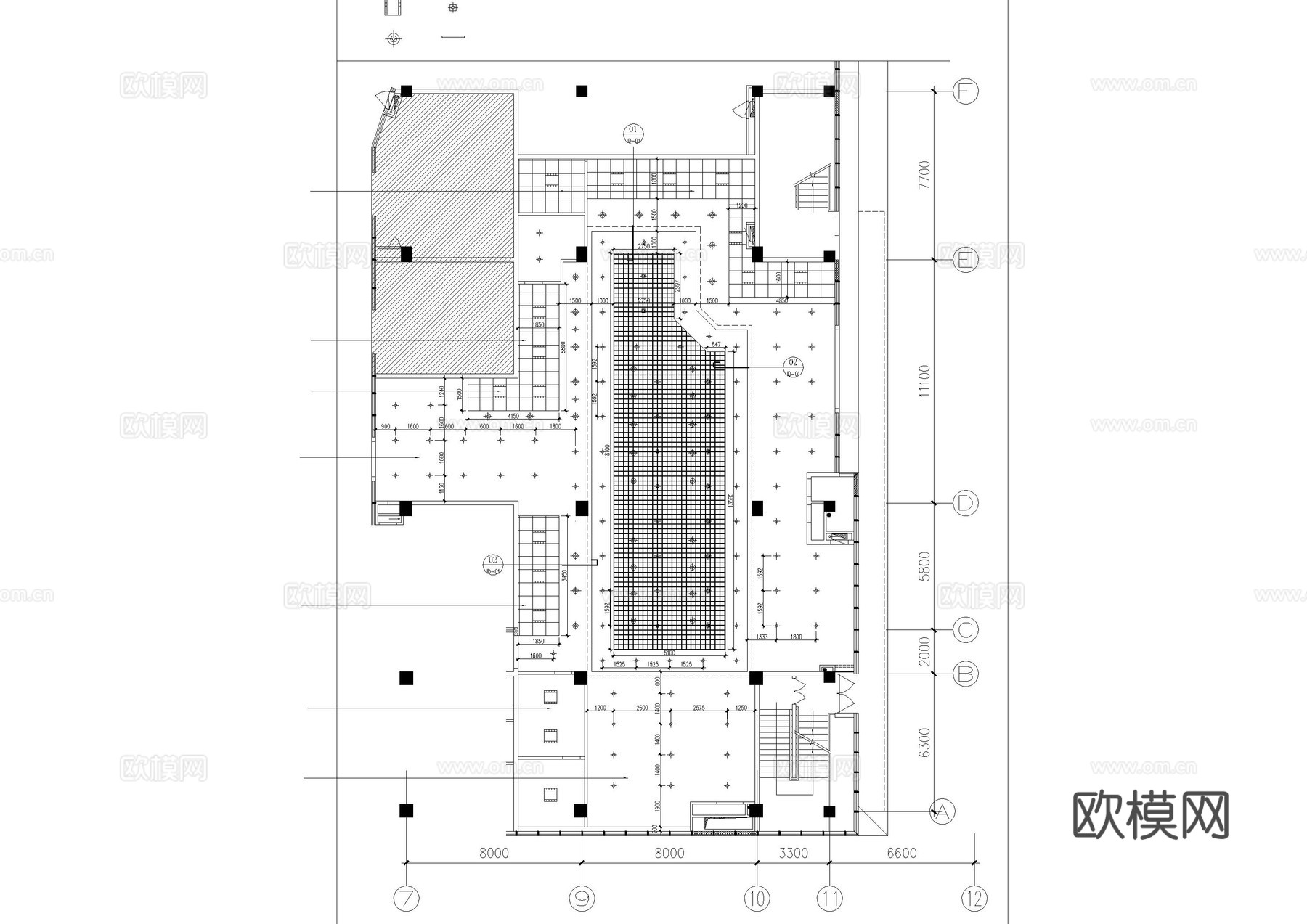 综合楼生鲜店超市施工图cad施工图