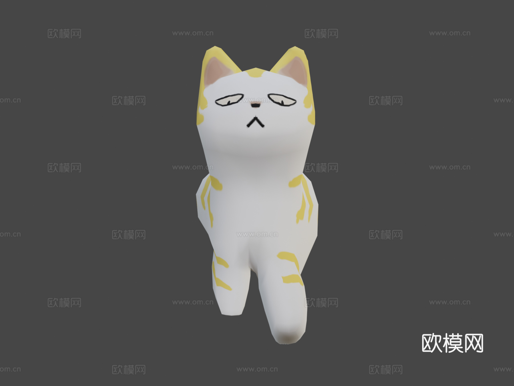 低多边形老仙漫画猫3d模型