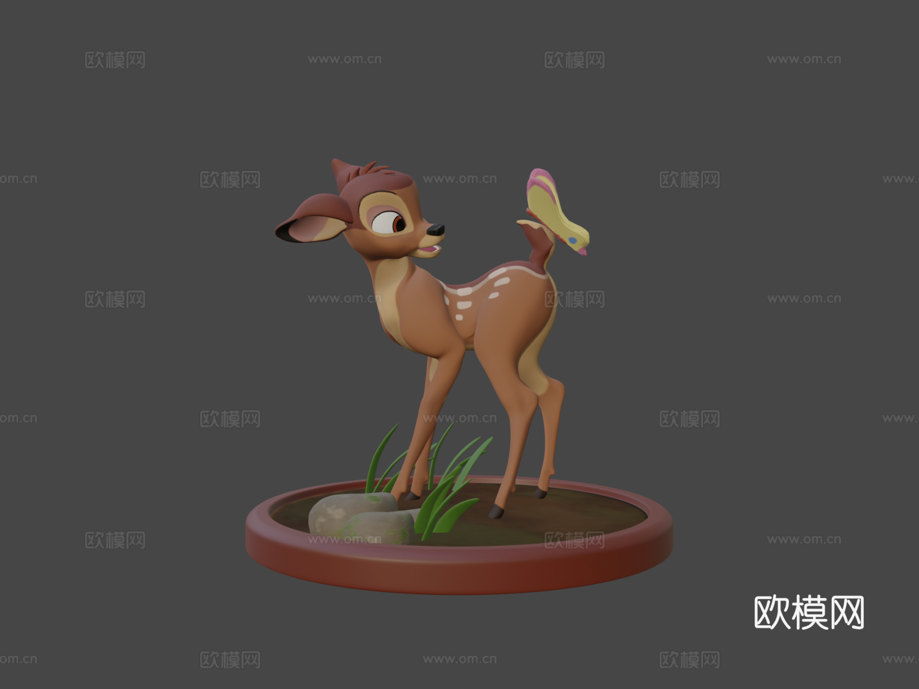 小鹿斑比蝴蝶3d模型