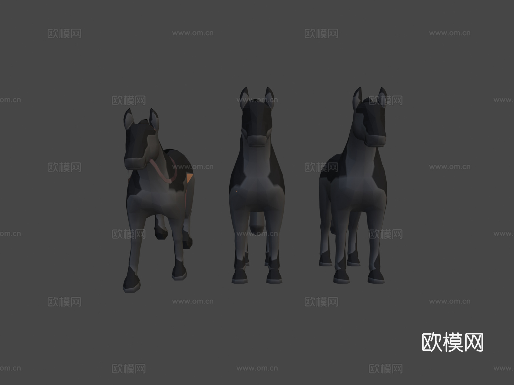 卡通动漫低多边形-马3d模型