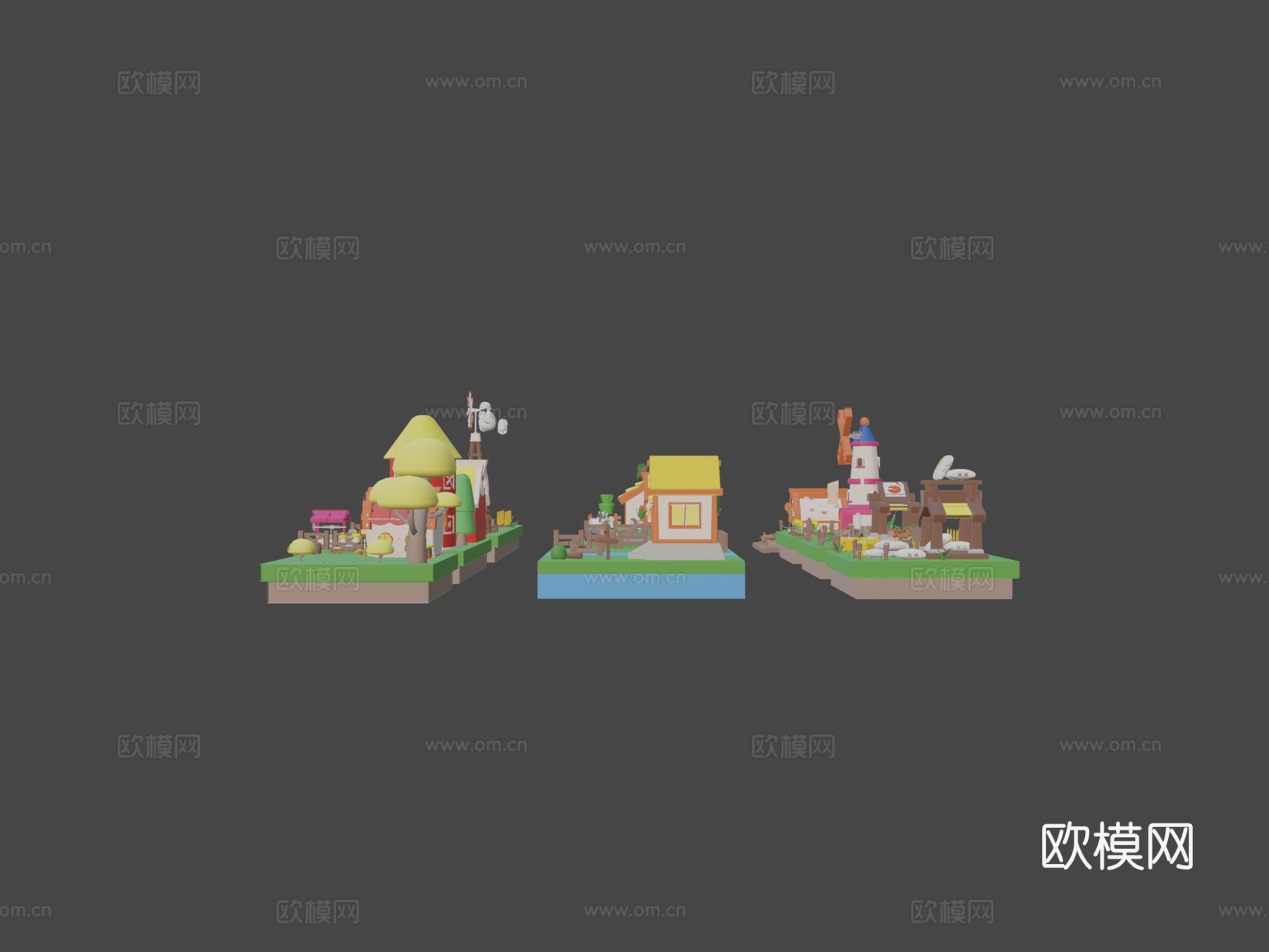 卡通农场岛屿-外观3d模型
