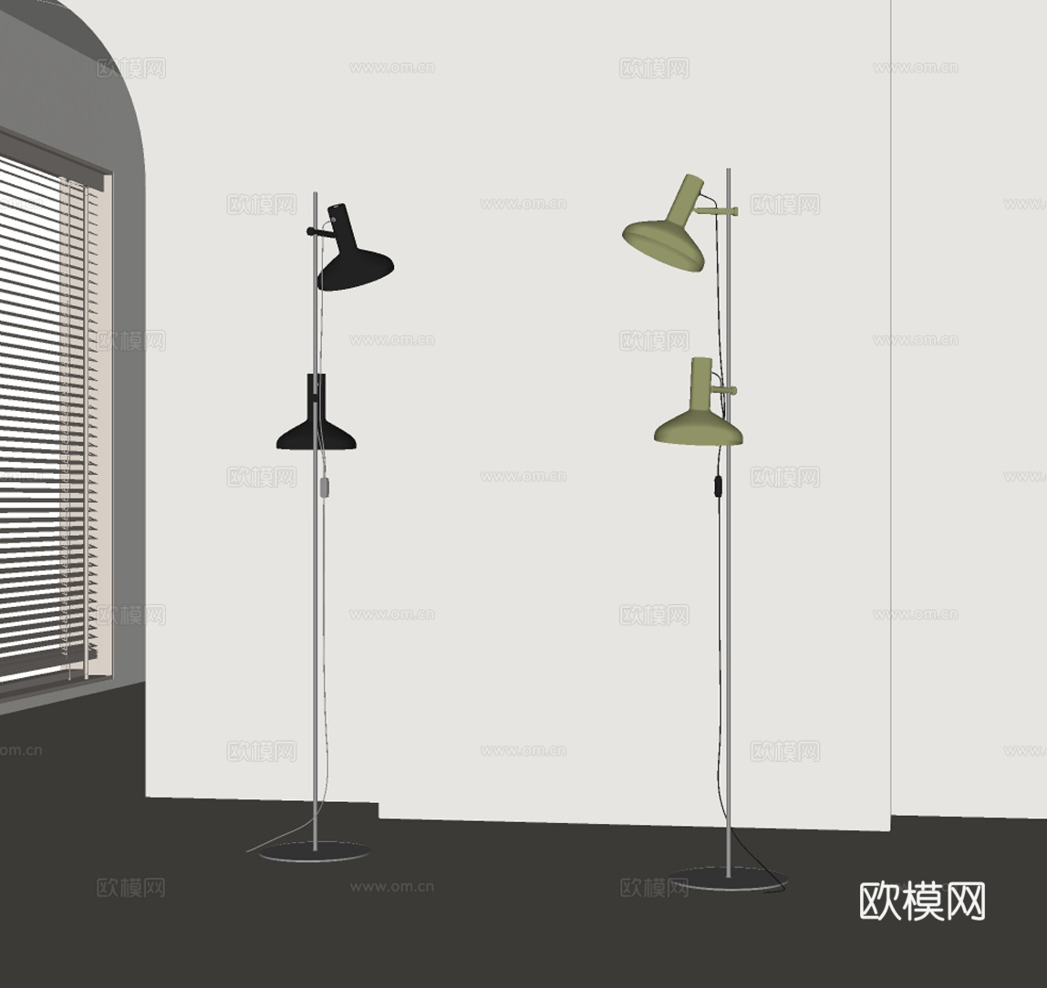 现代金属落地灯su模型