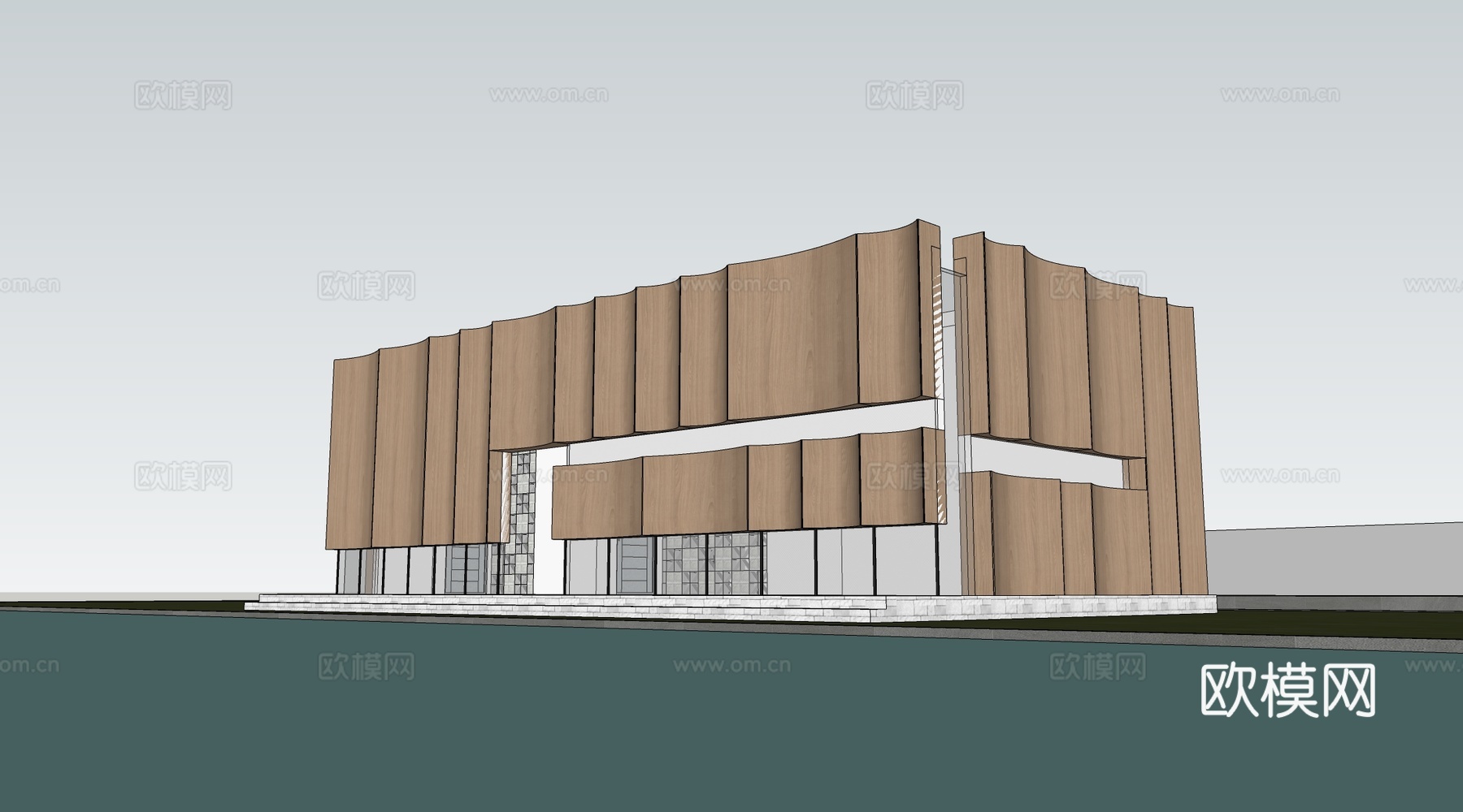 现代小公建 驿站建筑 小型商业建筑 咖啡厅建筑su模型