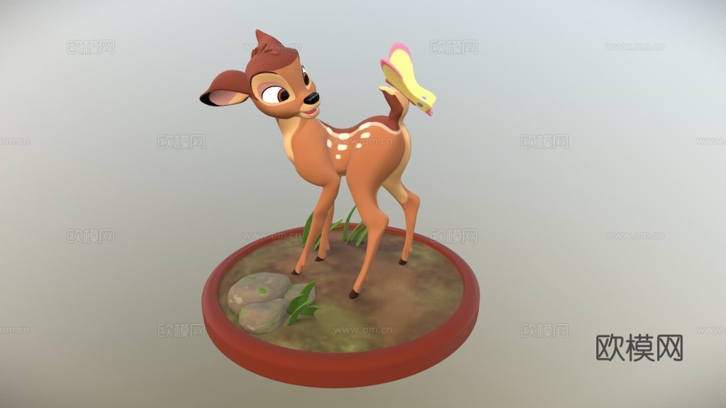 小鹿斑比蝴蝶3d模型