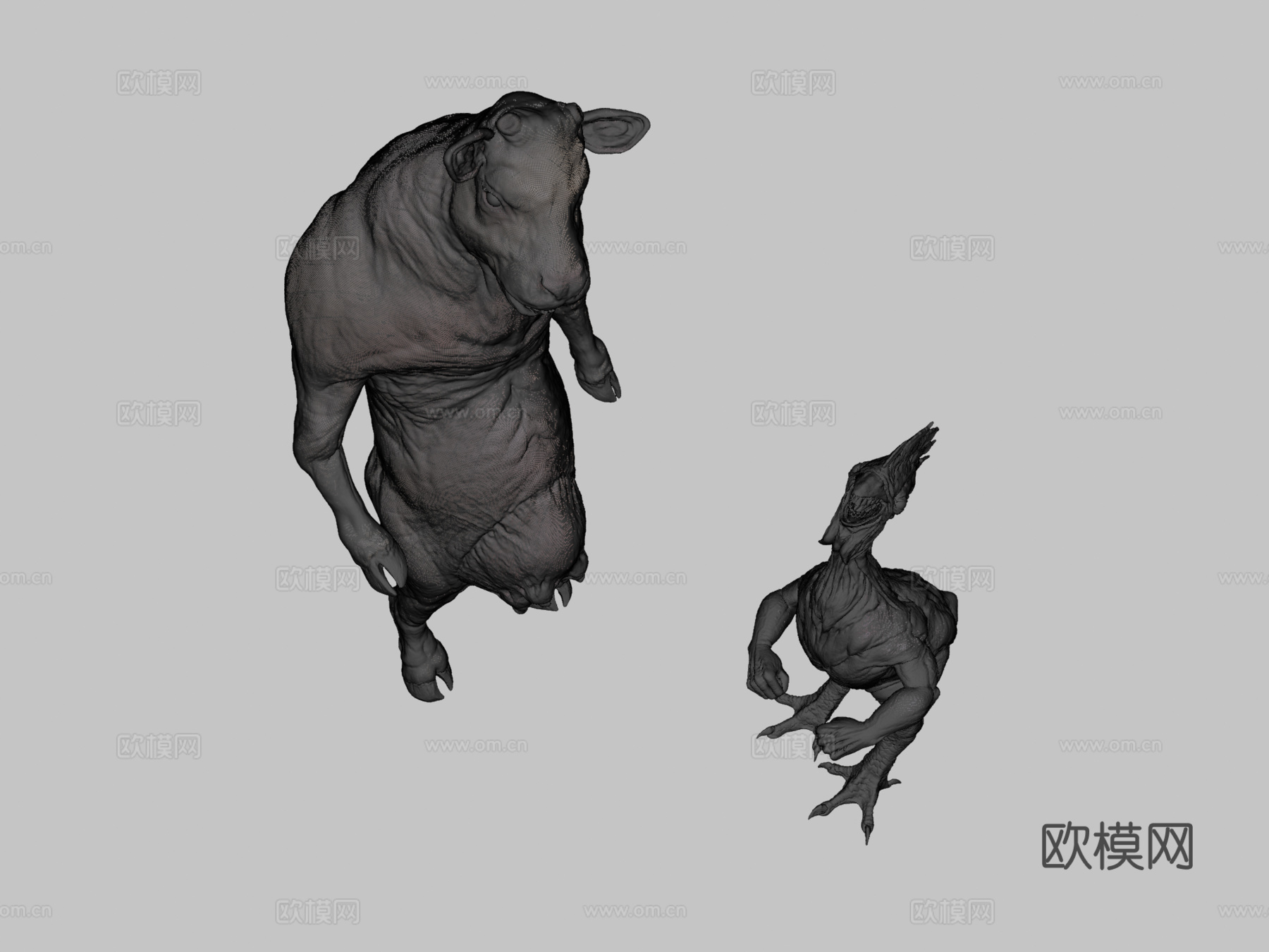 牛与鸡粉丝艺术3d模型