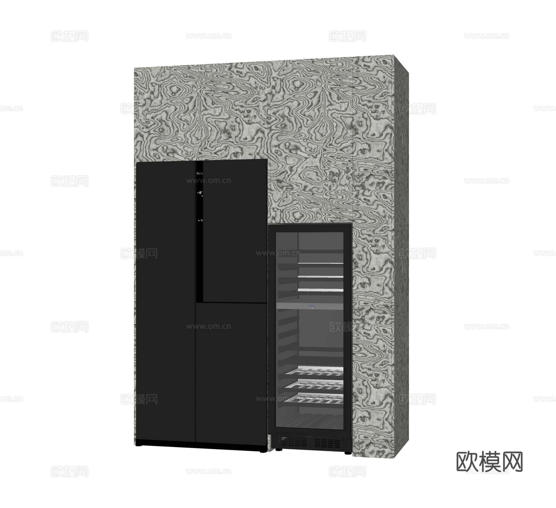 现代冰箱柜 冰箱 烤箱su模型