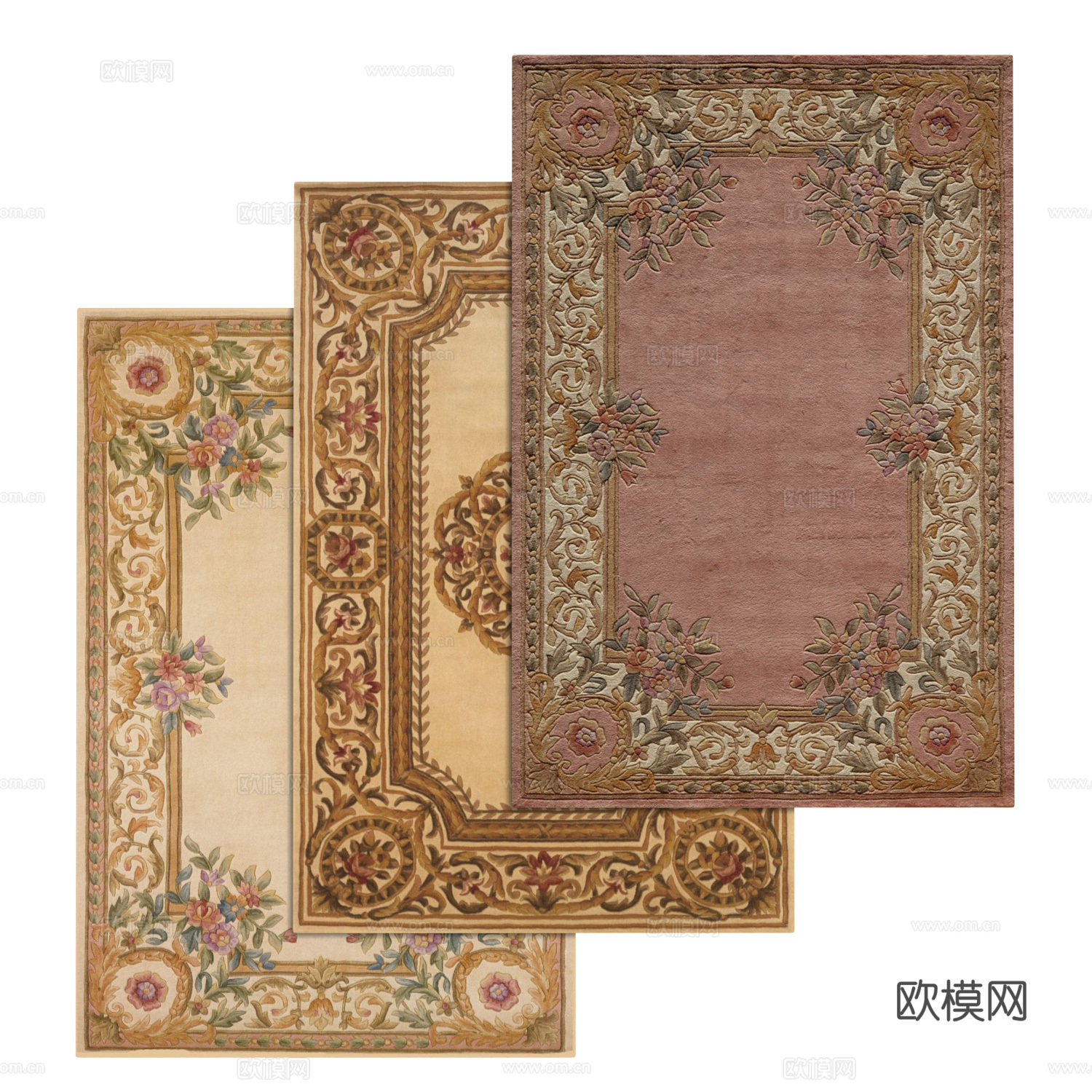 美式复古布艺地毯3d模型