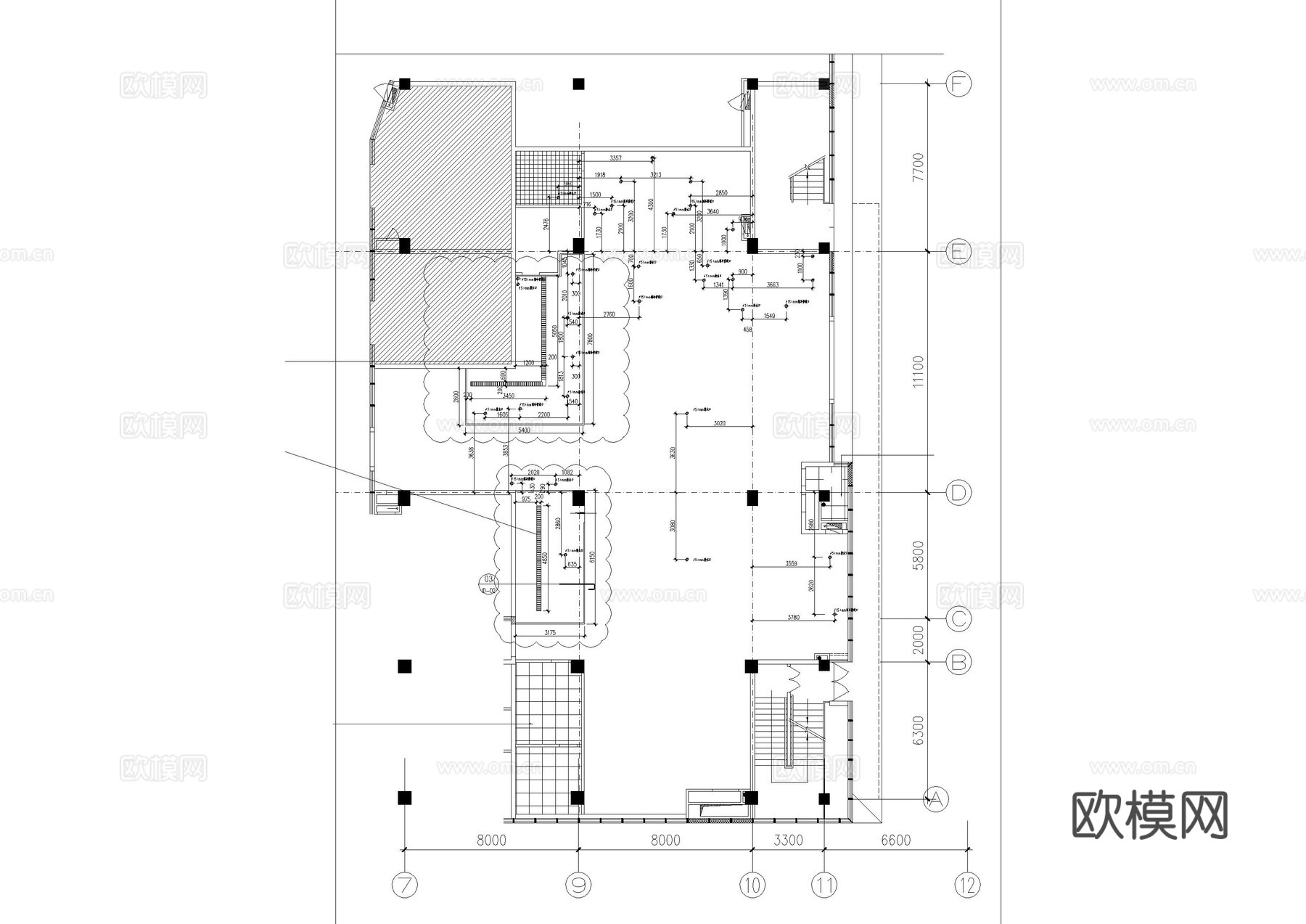 综合楼生鲜店超市施工图cad施工图