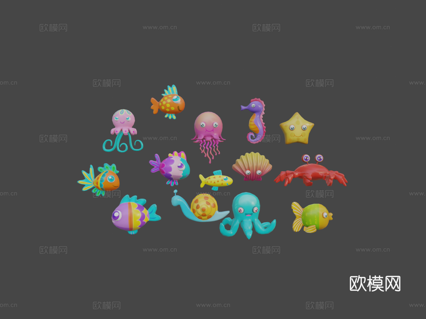 卡通鱼33d模型