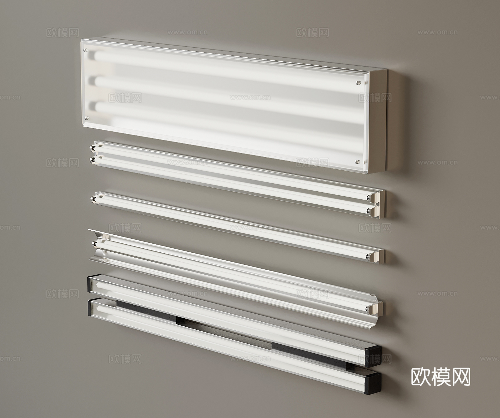 工业风LED日光灯 长条线性灯su模型