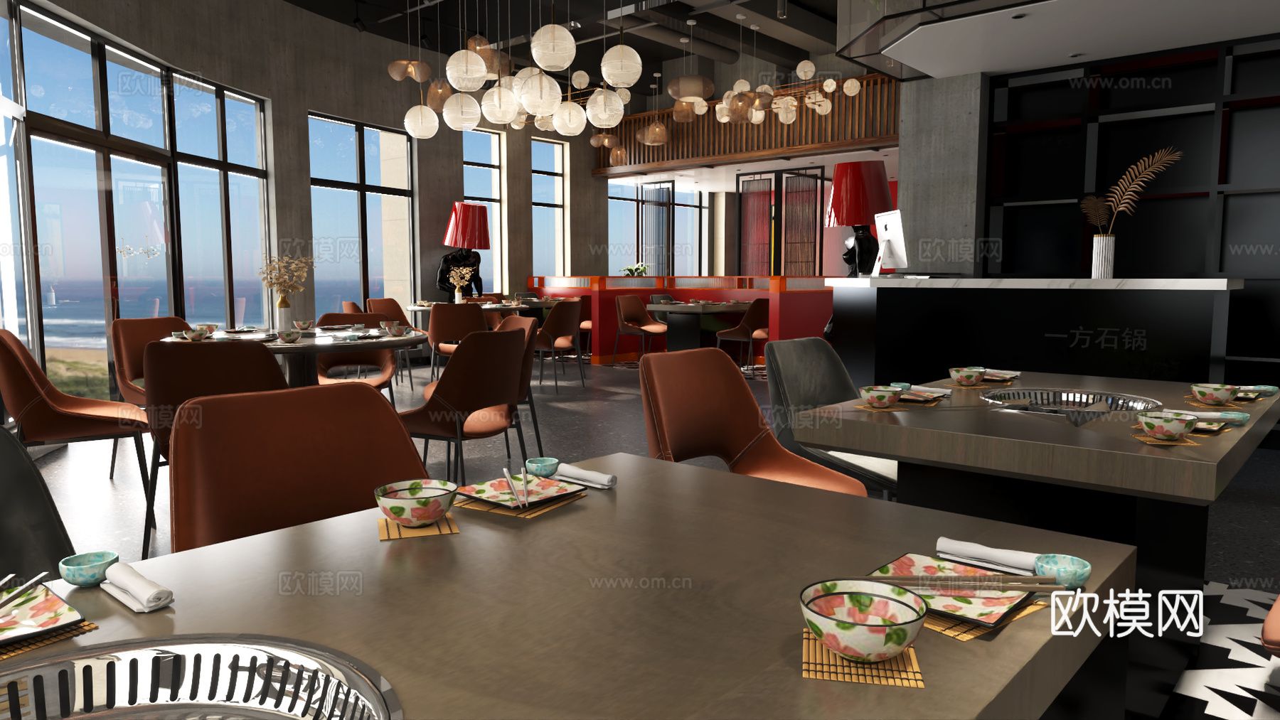 多巴胺餐厅咖啡厅 火锅店 餐饮店 餐厅饭店 酒吧  工业风3d模型3d模型