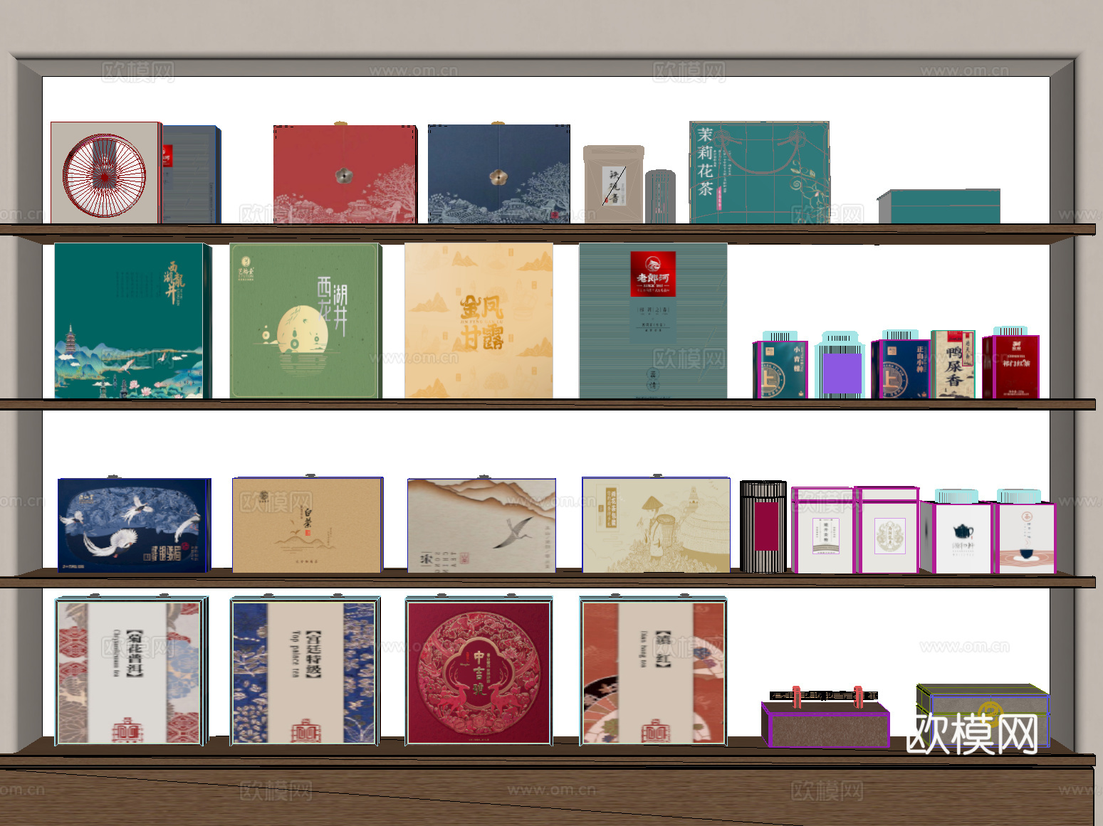 新中式礼盒 茶叶盒su模型