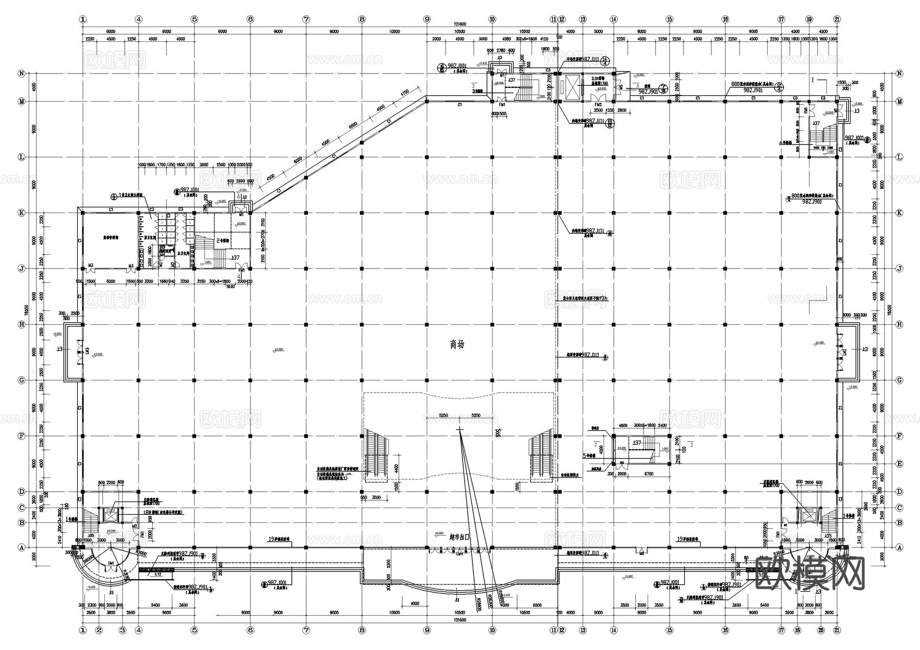 超市建筑施工图cad施工图