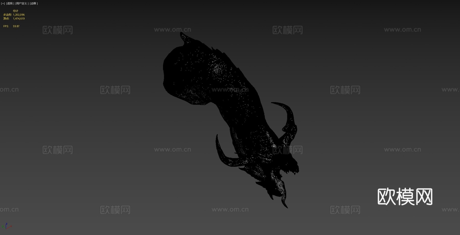 龙半身像3d模型