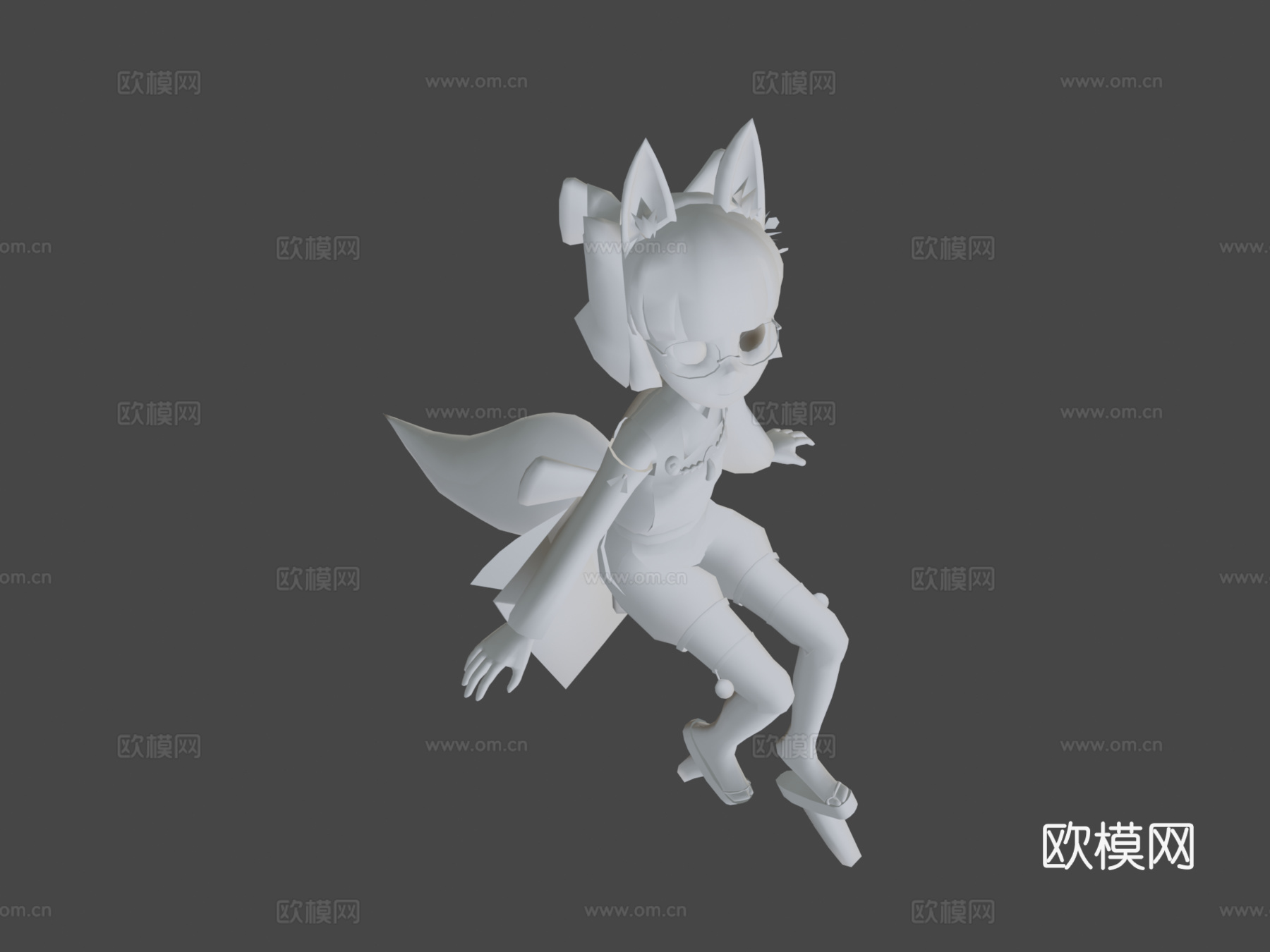 林_稻荷狐女3d模型