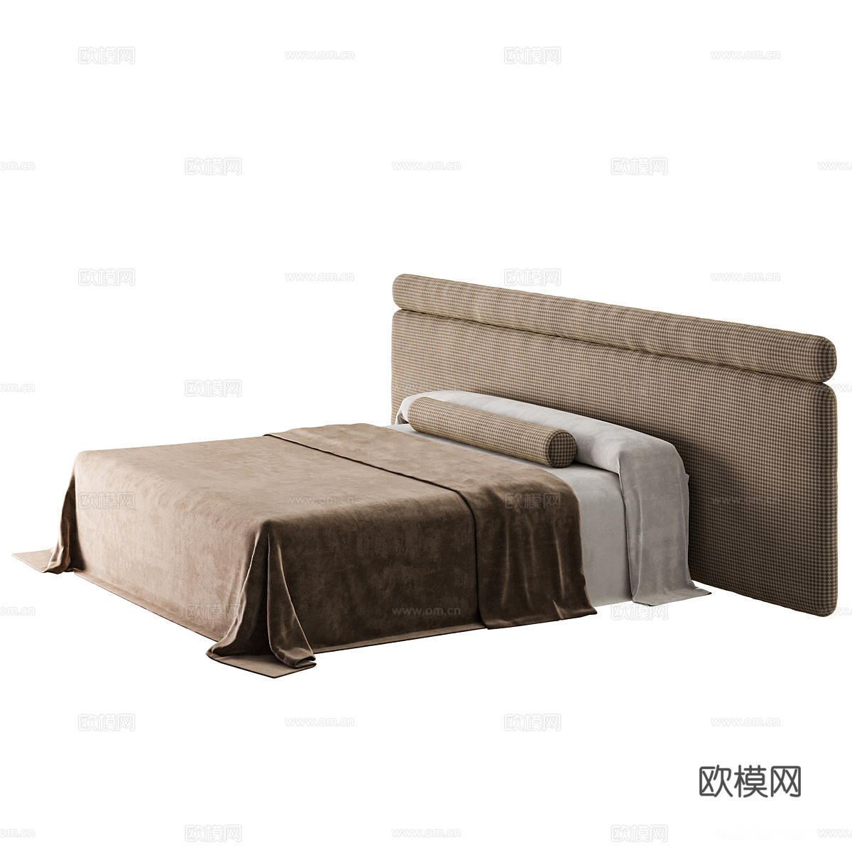 新中式侘寂布艺双人床3d模型