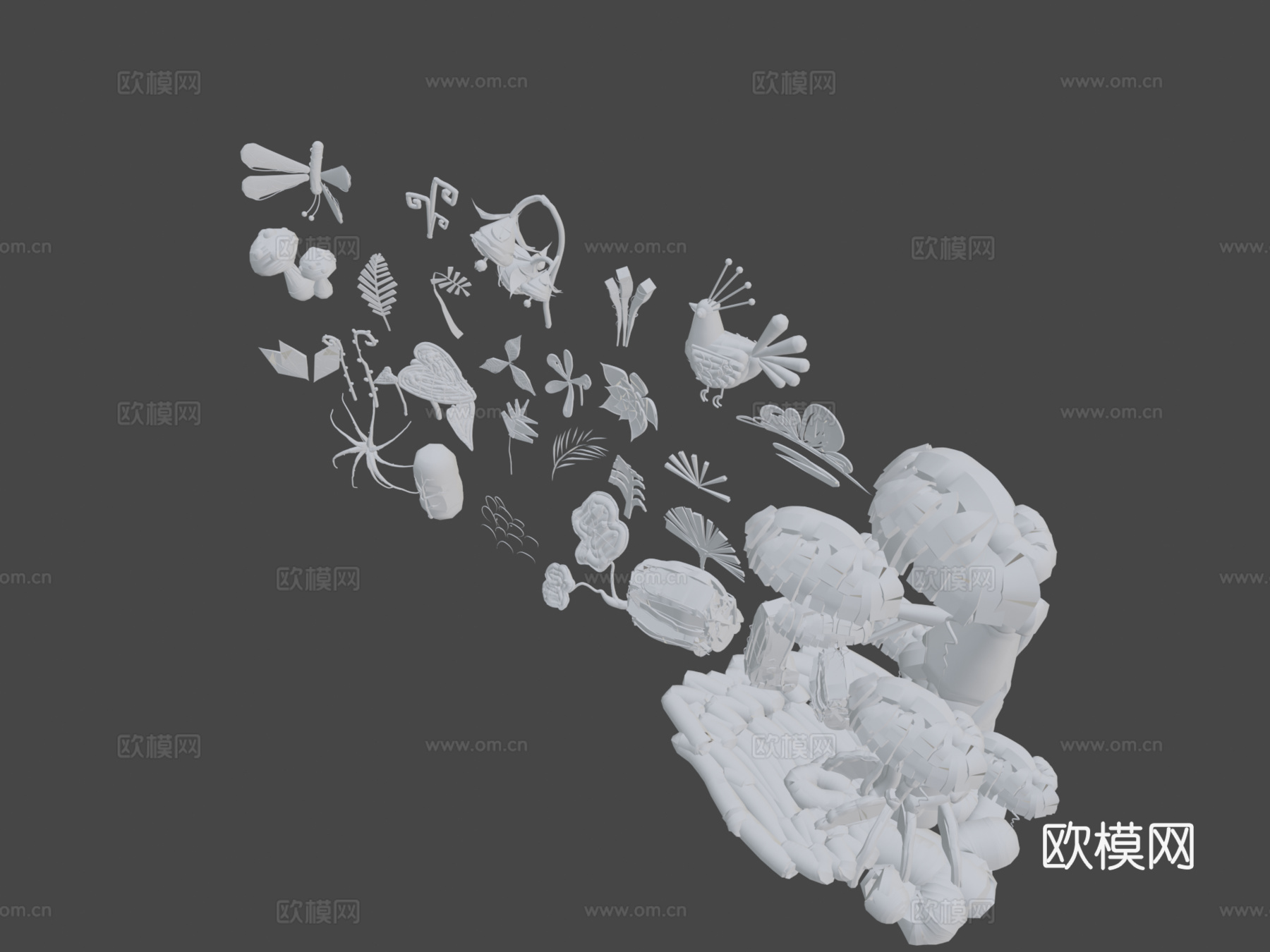 丛林植物-风格元素包合集3d模型