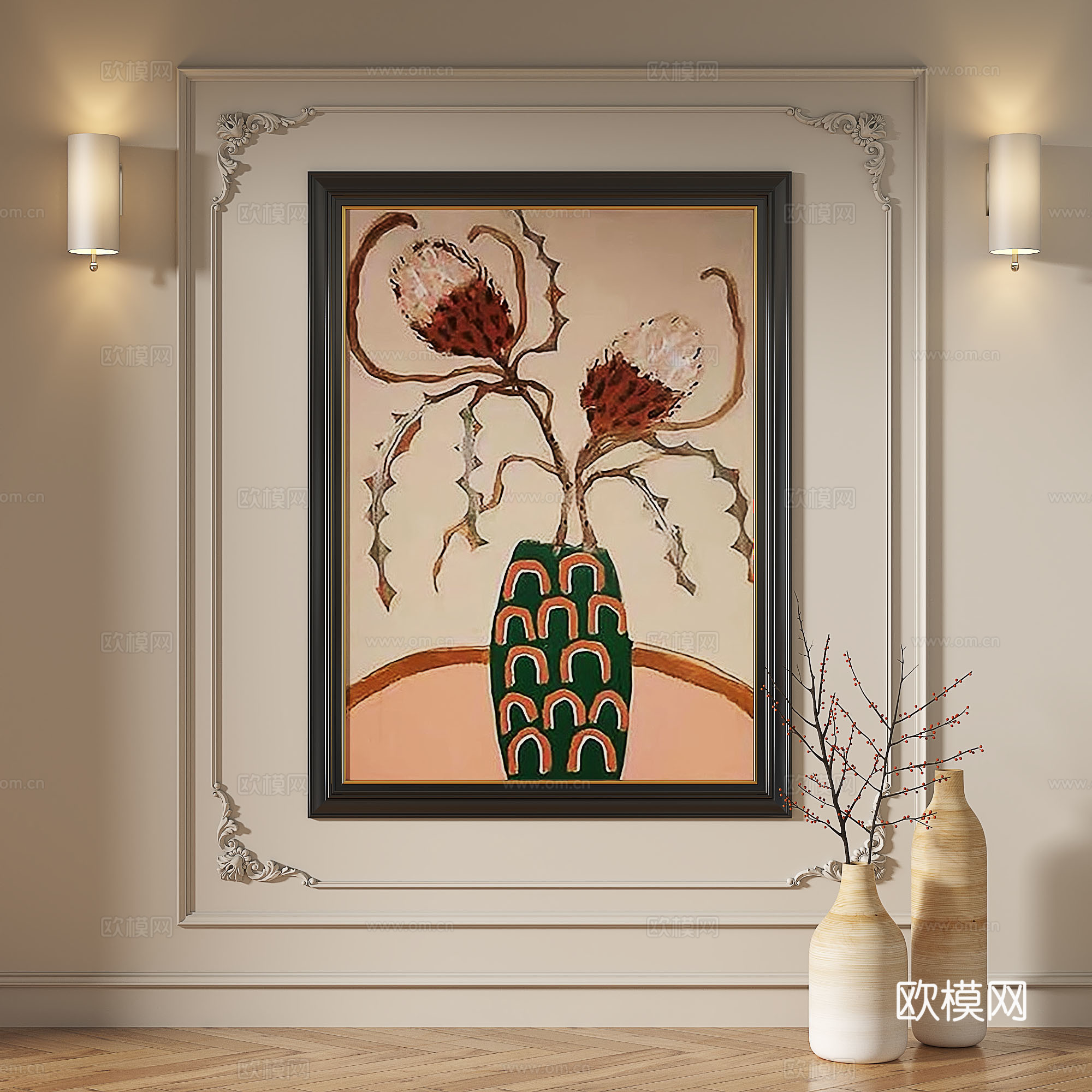 法式，复古，中古，现代，轻奢，油画，装饰画3d模型